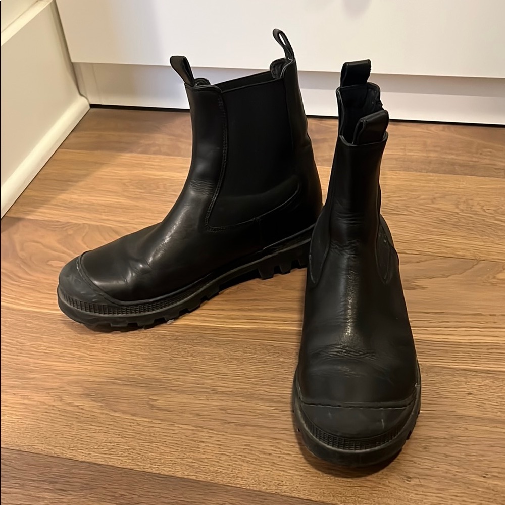 Coach and Four Black Leather Combat Moto Boots